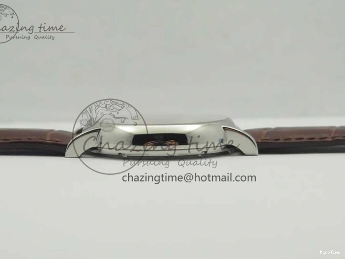 MIROTIME 0305 Portofino Automatic SS TWF 1:1 Best Edition Silver Dial Gold Markers on Brown Leather Strap A Bright 7203